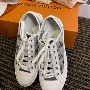 Louis Vuitton Stellar Open Back White Sneakers Shoes Sz 35 US 5 AUTHENTIC😍